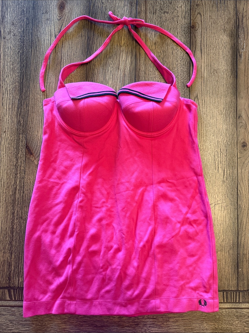 Fred Perry Amy Winehouse Collection Pique Halter Neck Hot Pink Dress
